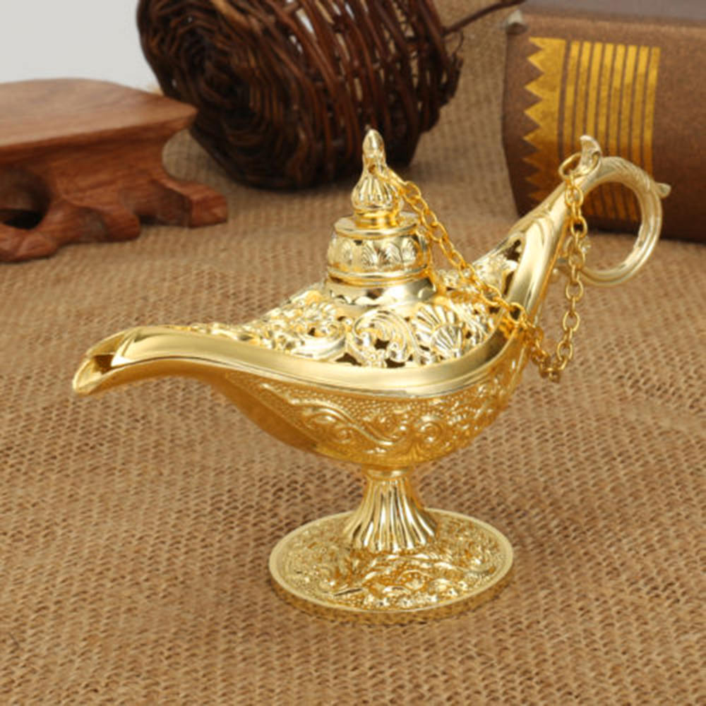 Traditional Hollow Out Fairy Tale Aladdin Magic Lamp Wishing Tea Pot Genie Lamp Vintage Retro Toy For Home Decor Ornaments