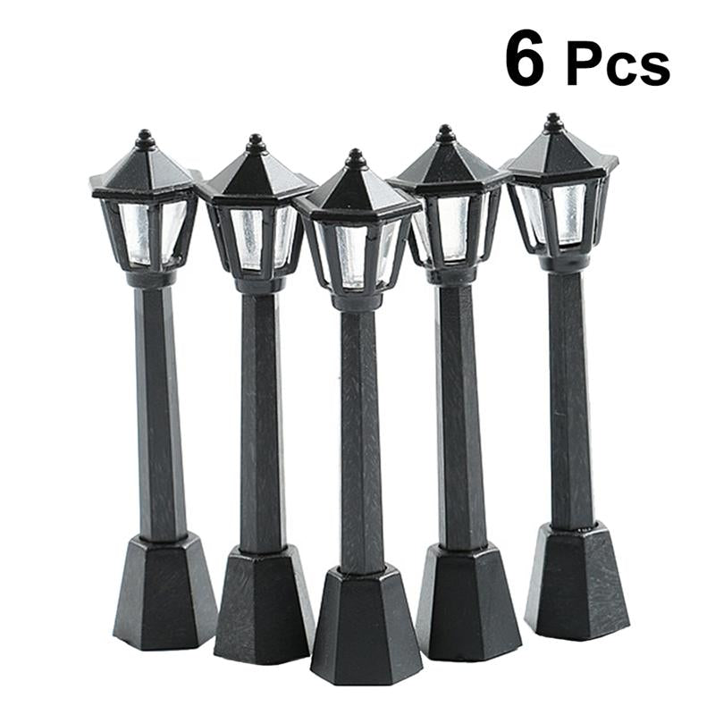 6pcs Miniature  Model Lights Creative Decorative Simulation Street Lamp Micro Landscape Ornament Patio Garden Home Decoration