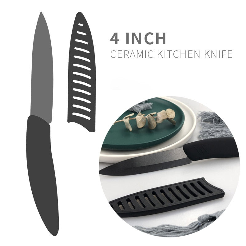 4inch Black Blade Ceramic Zirconia Paring Knives Utility Kitchen Fruits Slicing Chef Paring Knives Cooking Tool