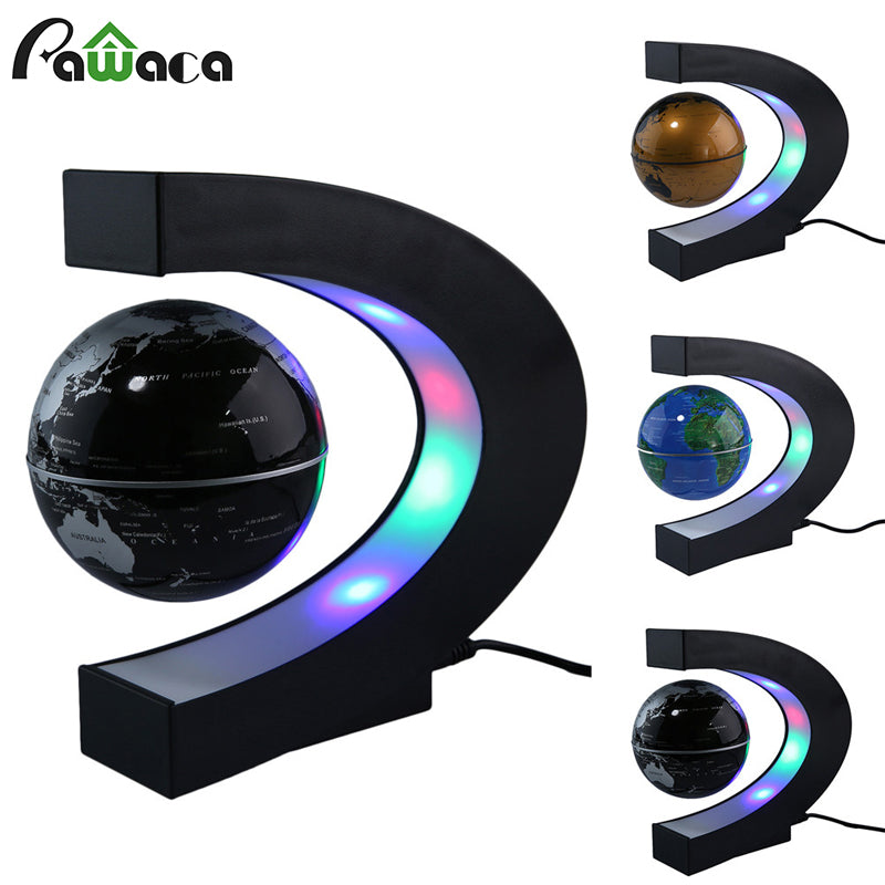 Electronic Magnetic Levitation Floating Globe World Map with LED Light Christmas Birthday Gift Home Office Decor Desk Decoration