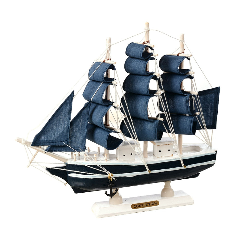 Wooden Sailing Ship Mediterranean Style Home Decoration Handmade Carved Nautical Boat Model Gift E2S