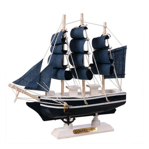 Wooden Sailing Ship Mediterranean Style Home Decoration Handmade Carved Nautical Boat Model Gift E2S