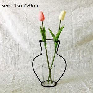 Nordic Iron Vases for Plants Shelving Flower Vase Garden Modern Creative Vase for New Year Decor Home Decoration Accessories