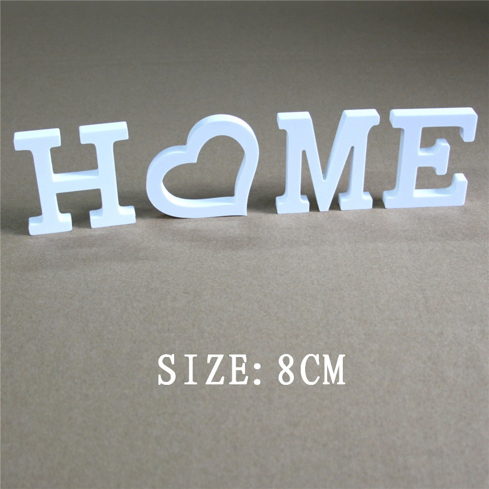 8cm free Standing Artificial wood wooden white Letters for Wedding Decorations & Home Decorations of Brithday Gifts