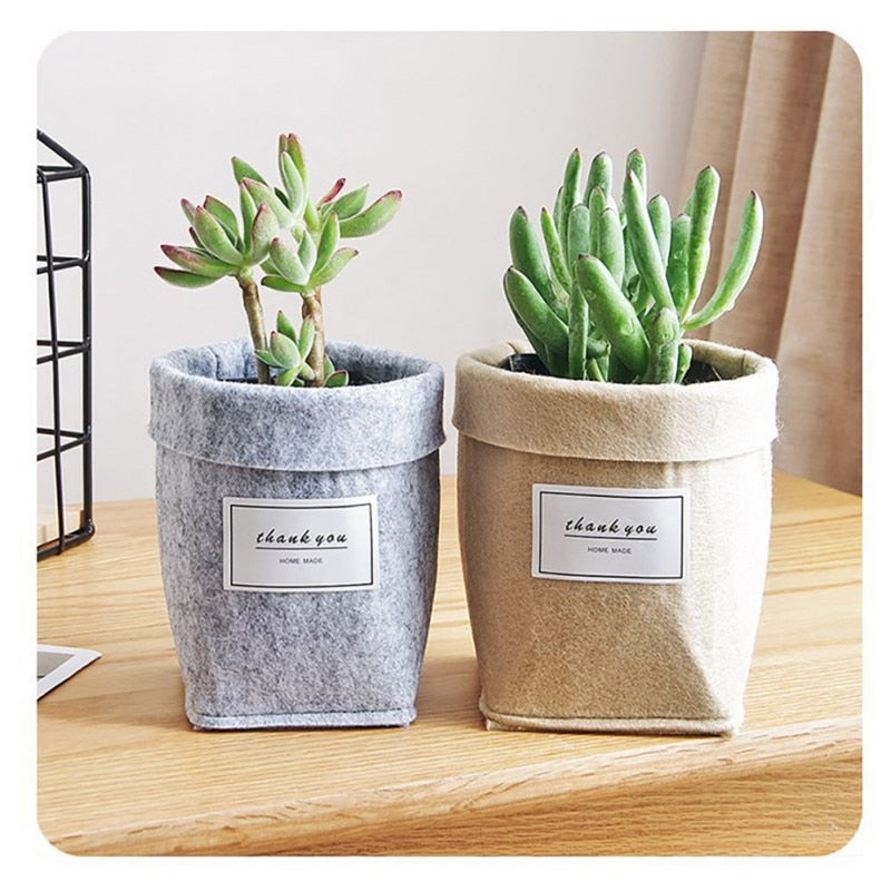 Nordic Plant Grow Bag Home Decorations Desktop Felt Flower Basket Fleshy Pot Thicken Garden Pot Garden Supplies